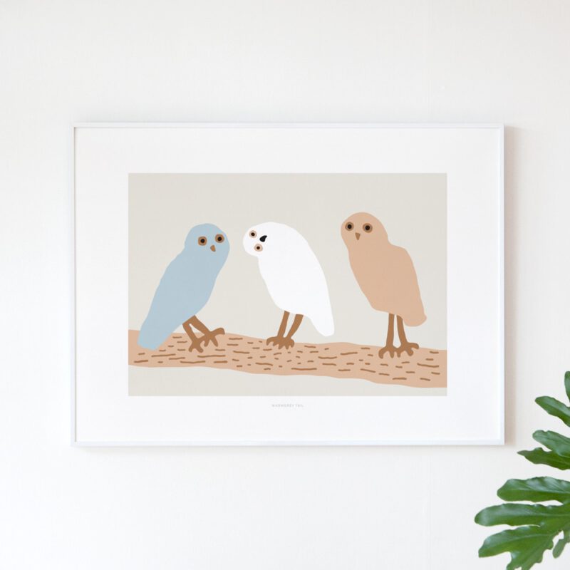ArtPrint - Hello Owls Light Grey